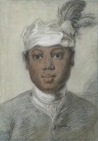 Hoofd Van Een Zwarte Jongeman Met Tulband Met Veren by Cornelis Troost