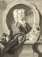 Portret Van Jacob Campo Weyerman in Medaillon by Cornelis Troost