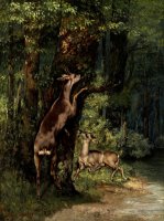 Deer in The Forest by Courbet, Gustave