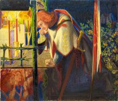 Sir Galahad at The Ruined Chapel by Dante Gabriel Rossetti