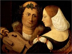 Court Poet And Young Woman Early 16th Century by Dosso Dossi