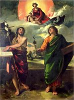 The Apparition of The Virgin to The Saints John The Baptist And St John The Evangelist by Dosso Dossi