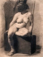 Study of a Seated Nude Woman Wearing a Mask by Eadweard J. Muybridge
