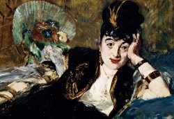 Lady With Fan Portrait Of Marie Anne De Callias Known As Nina De Callias by Edouard Manet