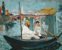 Monet in his Floating Studio by Edouard Manet