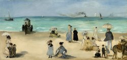 On The Beach, Boulogne Sur Mer by Edouard Manet