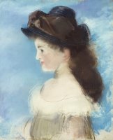 Portrait of Mademoiselle Hecht Wearing a Hat, Seen in Profile by Edouard Manet