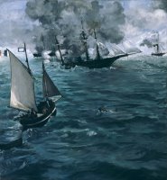 The Battle Of The Uss Kearsarge And The Css Alabama by Edouard Manet