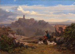 Landscape with Goatherd by Edward Lear
