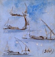 Studies of Boats on The Nile by Edward Lear