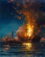 Study of The Burning of Philadelphia by Edward Moran
