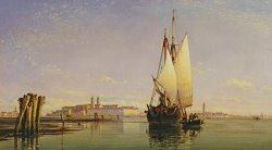 The Euganean Hills And The Laguna Of Venice - Trabaccola Waiting For The Tide Sunset by Edward William Cooke
