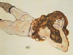 Austria Vienna Female Nude Lying On Her Stomach by Egon Schiele