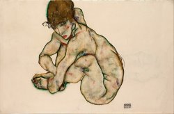 Crouching Nude Girl by Egon Schiele