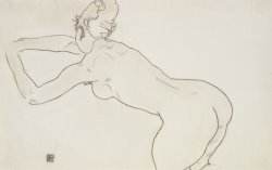 Female Nude Kneeling and Bending Forward to the Left by Egon Schiele