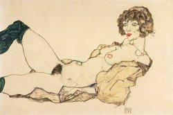 Reclining Nude in Green Stockings by Egon Schiele