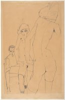 Schiele with Nude Model Before The Mirror, 1910 by Egon Schiele