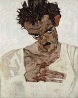 Self Portrait with Lowered Head by Egon Schiele