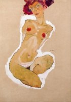 Squatting Female Nude by Egon Schiele