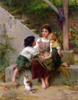 Playing with The Kittens by Emile Munier