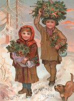 A Joyful Christmas To You Victorian Christmas Card by English School
