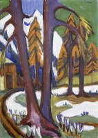 Mountain Early Spring with Larchen by Ernst Ludwig Kirchner