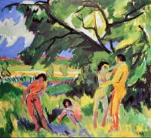 Nudes Playing Under Tree by Ernst Ludwig Kirchner