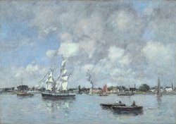 Boats on the Garonne by Eugene Boudin