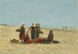 Women on The Beach at Berck by Eugene Boudin