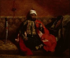 A Turk Smoking Sitting on a Sofa by Eugene Delacroix