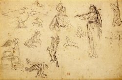 Animal And Figure Studies by Eugene Delacroix