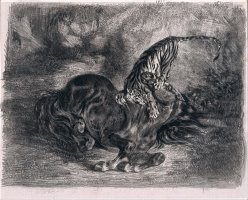 Cheval Sauvage Terrasse Par Un Tigre (wild Horse Felled by a Tiger) by Eugene Delacroix