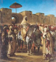 Muley Abd Ar Rhaman (1789 1859), The Sultan of Morocco, Leaving His Palace of Meknes with His Entourage, March 1832 by Eugene Delacroix