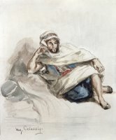 Seated Arab (w/c on Paper) by Eugene Delacroix