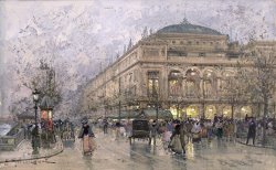 Parisian Street Scene by Eugene Galien-Laloue