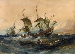 Dutch Ships in a Storm by Eugene Isabey