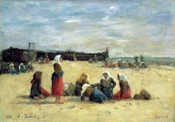 Berck - Fisherwomen on the Beach by Eugene Louis Boudin