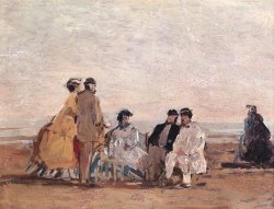 On the Beach at Trouville by Eugene Louis Boudin
