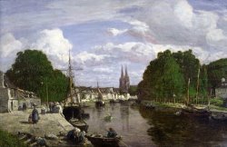 The Port at Quimper by Eugene Louis Boudin