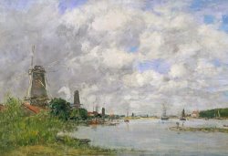 The River Meuse At Dordrecht by Eugene Louis Boudin