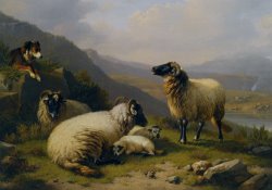 Sheep Dog Guarding His Flock by Eugene Verboeckhoven