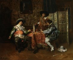 A Game of Cards by Ferdinand Roybet