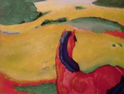 Horse in a landscape by Franz Marc