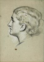 Study of a Woman's Head for The Painting 'a Noble Lady of Venice' by Frederic Leighton