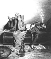 Caricature Of The Romantic Writer Searching His Inspiration In The Hashish by French School