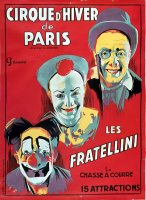 Poster advertising the Fratellini Clowns by French School