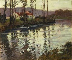 River Landscape with Ducks by Fritz Thaulow
