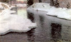 Thawing Ice: The Lysaker River by Fritz Thaulow