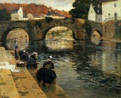 Washerwomen in the Morning at Quimperle by Fritz Thaulow