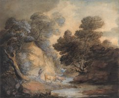 Cattle Watering by a Stream by Gainsborough, Thomas